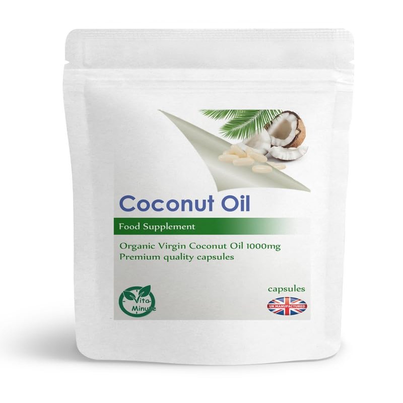 Extra Virgin Coconut Oil 1000mg Softgel Capsules, Cold Pressed MCT Rich for Brain, Skin & Hair Support (Pack of 180)