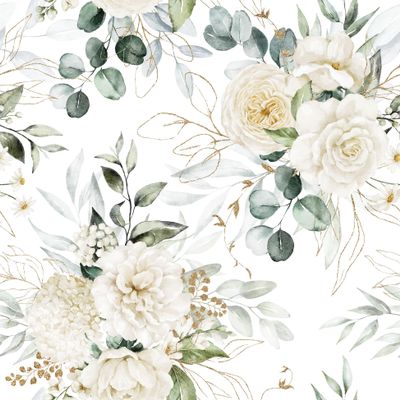 20 Ambiente Paper Napkins "Eucalyptus and Roses" Vintage Table Decoration with Motif Also for Party or Decoupage 33 x 33 cm