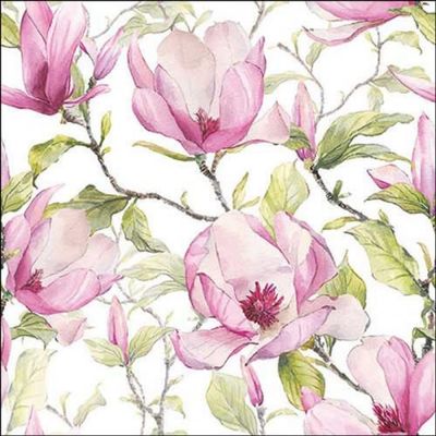 20 Ambiente Paper Napkins Blooming Magnolia Vintage Table Decoration with Motif Also for Party or Decoupage 33 x 33 cm