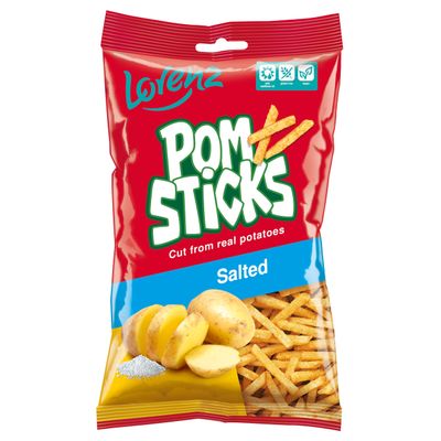 Lorenz POMSTICKS | Snack on the go | Tasty potato sticks | (Salted, Pack of 5)