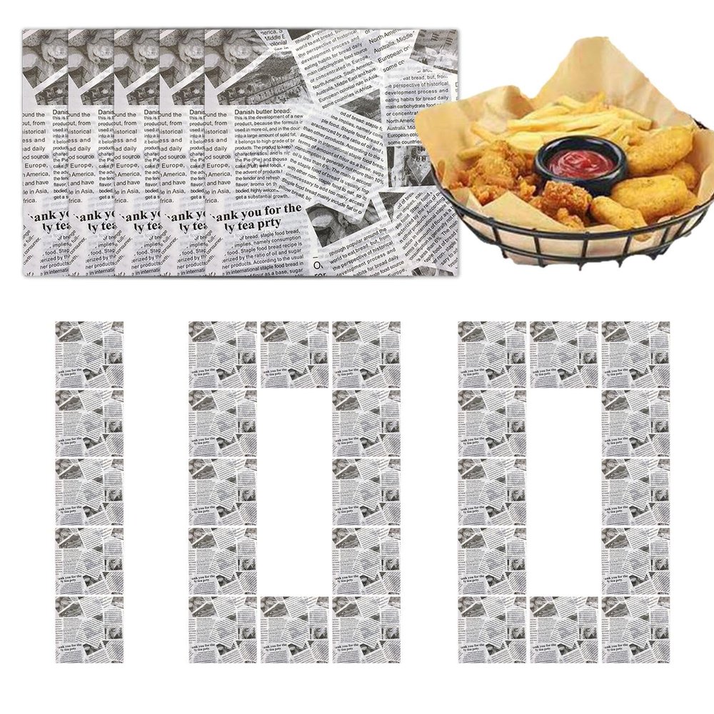 Wax Paper Sheets for Food | Sandwich Wrapping Paper Grease Proof - Non-Stick Food Basket Liners for, Picnic, Festival, BBQ Bellv
