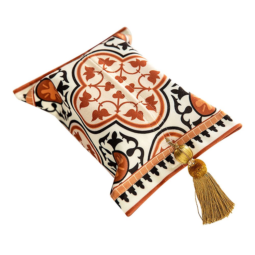 TRoki Soft Velvet Car Tissue Box: Stylish Handkerchief Dispenser with Charming Tassel for Home, Travel, and More (Color: C)