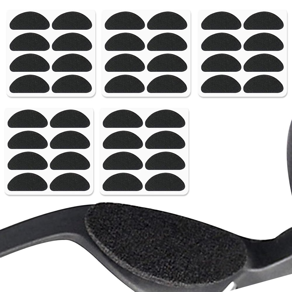20 Pairs Eyeglass Nose Pads,D-Shape Soft Foam Self-Adhesive Nose Pads,Anti-Slip Sponge Glasses Nose Pads,Soft Foam D Shape Anti Slip Nose Pads,Anti Slip Nose Pads for Sunglasses, Glasses (Black)