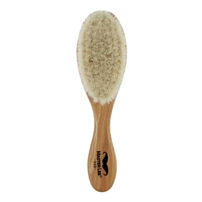 Angoily Dense Wool Brush Curved Handle for Household and Barber Shop for Cleaning Cut Hair and Residue Natural Design Compatible Softener Shampoo and Beard Oils
