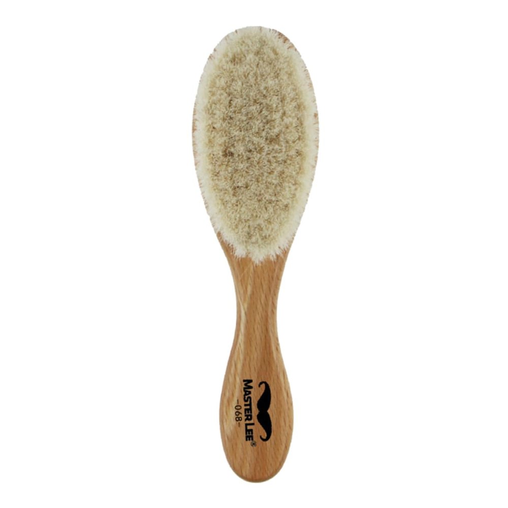 Angoily Dense Wool Brush Curved Handle for Household and Barber Shop for Cleaning Cut Hair and Residue Natural Design Compatible Softener Shampoo and Beard Oils