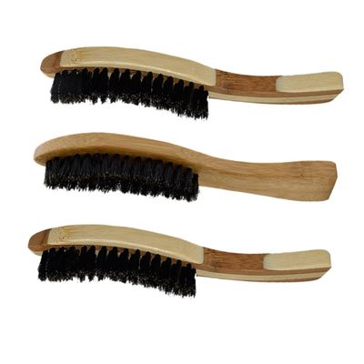 Angoily 3pcs Boar Bristle Beard Brush Men's Beard Styling Tool Shaving Care Long Wooden Handle for Dad Boyfriend Random Style