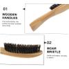 Angoily 3pcs Boar Bristle Beard Brush Men's Beard Styling Tool Shaving Care Long Wooden Handle for Dad Boyfriend Random Style view 4