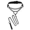 Tosmifairy Vintage Love Heart Black Leather Choker Collar Body Chain Belt Set for Emo Gothic Cosplay Gifts view 1