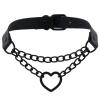 Tosmifairy Vintage Love Heart Black Leather Choker Collar Body Chain Belt Set for Emo Gothic Cosplay Gifts view 2