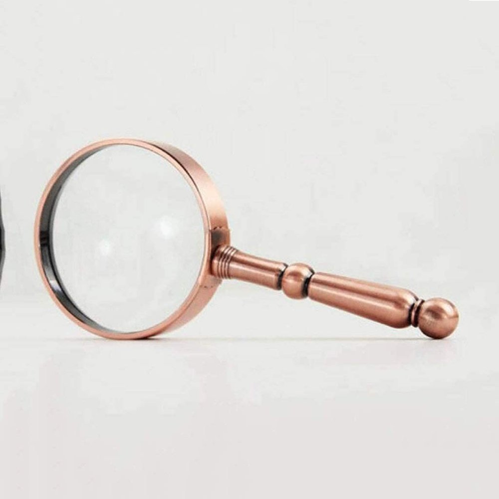 10X Antique Copper Handheld with Wooden Handle and Real Glass,Best Reading Magnifier for Elderly Star of Light