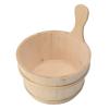 Aramox Wood Sauna Bucket and Ladle Set, Wood 4L Sauna Bucket Ladle Set Sauna Accessories with Plastic Liner for SPA Swimming Pool Massage Bathtub view 1