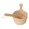 Aramox Wood Sauna Bucket and Ladle Set, Wood 4L Sauna Bucket Ladle Set Sauna Accessories with Plastic Liner for SPA Swimming Pool Massage Bathtub view 3
