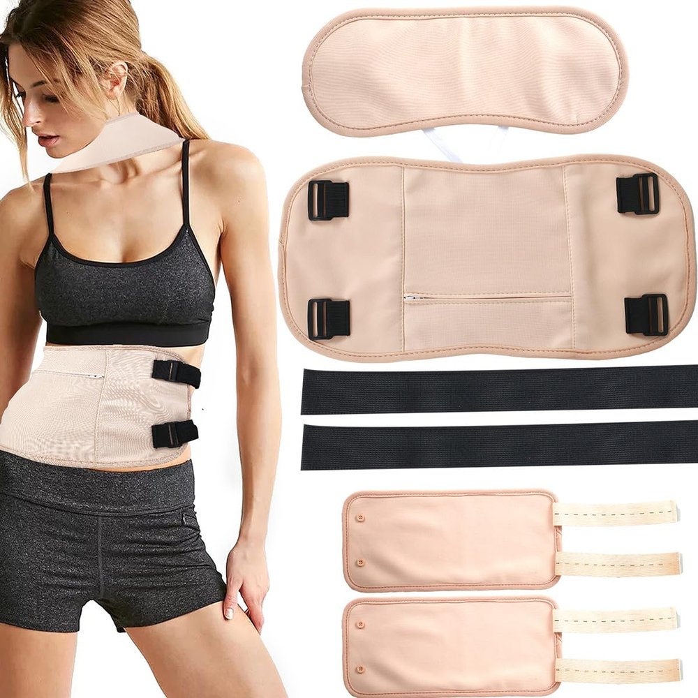 3Pcs Waist Neck Oil Pack Set Washable Reusable Leg Essential Oil Wrap Mess-Free Oil Pack Wrap with Removable Elastic Straps Soft Comfortable Oil Pack Leak-Proof Oil Wrap for Neck Waist Leg