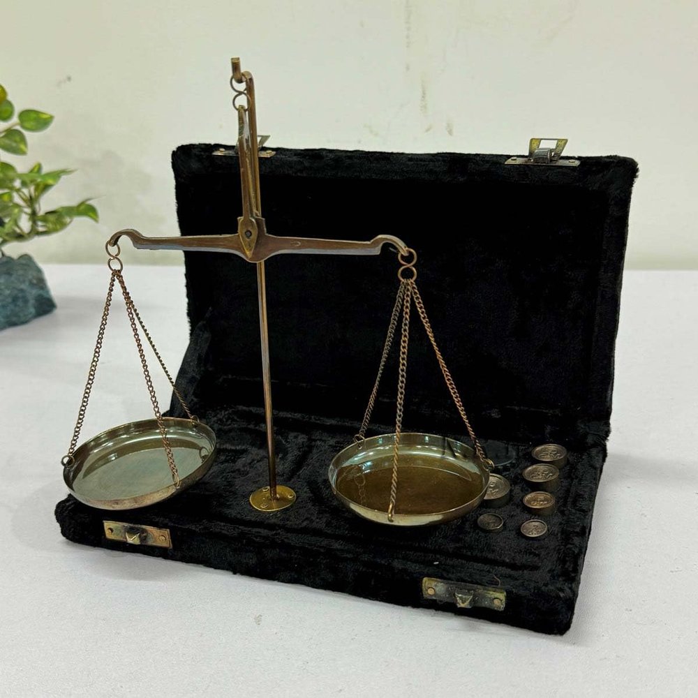 Antique Old Traditional Goldsmith Weight Justice showpiece Weighing Scale Balance With Black Valvet Box