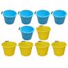 10 x Plastic Builders Bucket, 3 Gallon 14L Litre Water Mixing Storage Measuring Guide Construction Bucket Strong with Handle and Spout MADE IN UK Yellow, Sky Blue [5 Each] view 1
