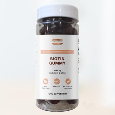 Biotin Gummy 1 Bottle 60 Gummies Watermelon Flavour Vitamin B7 Hair Nails and Skin Growth Gummies Hair Vitamins Suit for Vegans