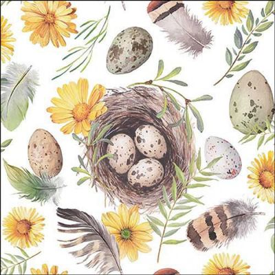 20 Ambiente Paper Napkins "Birds nest" Vintage Table Decoration with Motif Also for Party or Decoupage 33 x 33 cm