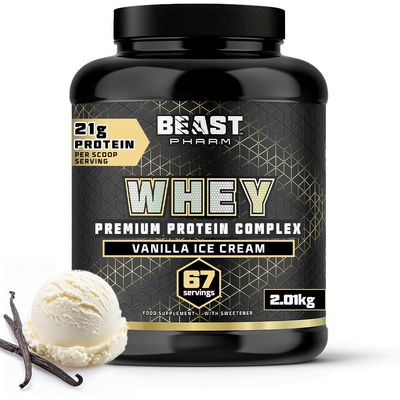 Beast Whey Protein Powder 2kg - 67 Servings - High 21g per Shake - Vanilla Protein Powder