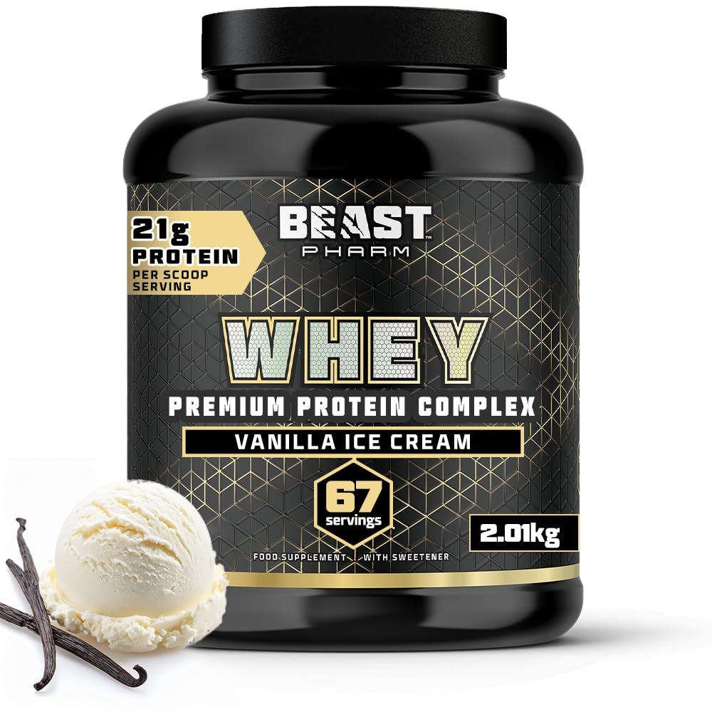 Beast Whey Protein Powder 2kg - 67 Servings - High 21g per Shake - Vanilla Protein Powder