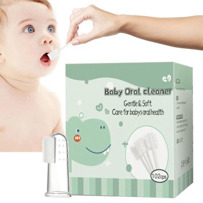Baby Oral Cleaner - 60/120 Pack Flexible Baby Tongue Cleaner - Baby Toothbrush, Baby Mouth Cleaner, Soft Gauze Toothbrush Oral Cleaning Stick for Puzzlegame