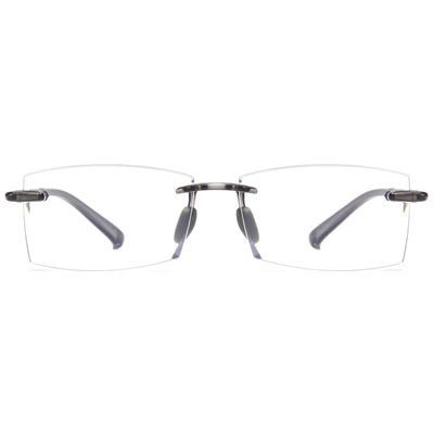 ABETOS Rimless Reading Glasses Blue Light Blocking for Men Women Frameless Rectangular Computer Readers Lightweight Classic Eyeglasses Reader Glasses, Transparent Grey 3.0