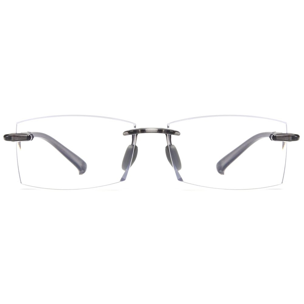 ABETOS Rimless Reading Glasses Blue Light Blocking for Men Women Frameless Rectangular Computer Readers Lightweight Classic Eyeglasses Reader Glasses, Transparent Grey 3.0
