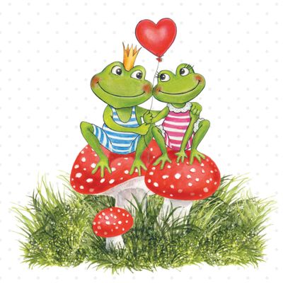 20 Ambiente Paper Napkins "Frogs in Love" Vintage Table Decoration with Motif Also for Party or Decoupage 33 x 33 cm