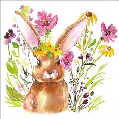 20 Ambiente Paper Napkins "Girl Bunny" Vintage Table Decoration with Motif Also for Party or Decoupage 33 x 33 cm
