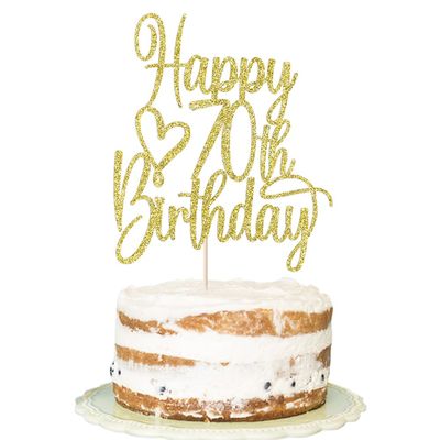 FLORCMET Gold Glitter Happy 80th Birthday Cake Topper - Cheers to 80 Years Cake Topper, 80 & Fabulous Cake Decoration for Hello 80th Birthday Anniversary Party Cake Decorations Supplies (15th) (70th)