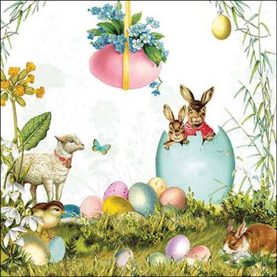 20 Ambiente Paper Napkins "Easter Surprise" Vintage Table Decoration with Motif Also for Party or Decoupage 33 x 33 cm