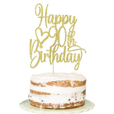 FLORCMET Gold Glitter Happy 80th Birthday Cake Topper - Cheers to 80 Years Cake Topper, 80 & Fabulous Cake Decoration for Hello 80th Birthday Anniversary Party Cake Decorations Supplies (15th) (90th)