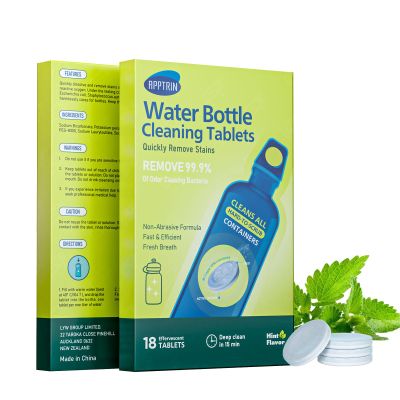 APPTRIN Water Bottle Cleaning Tablets, Bottle Clean Tablet Pack of 18, Cleansing Tablets for All Plastics and Glass Drinking Containers,Individually Packed,Mint