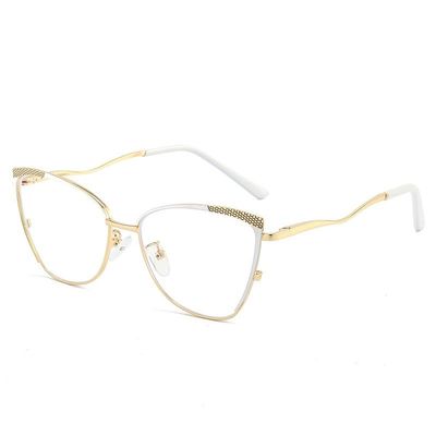 PARWANA Clear Vision Computer Readers Eyeglasses Oversized Reading Glasses Blue Light Blocking Cat-Eye Flat Light Mirror (Color : Wihte, Size : +150)