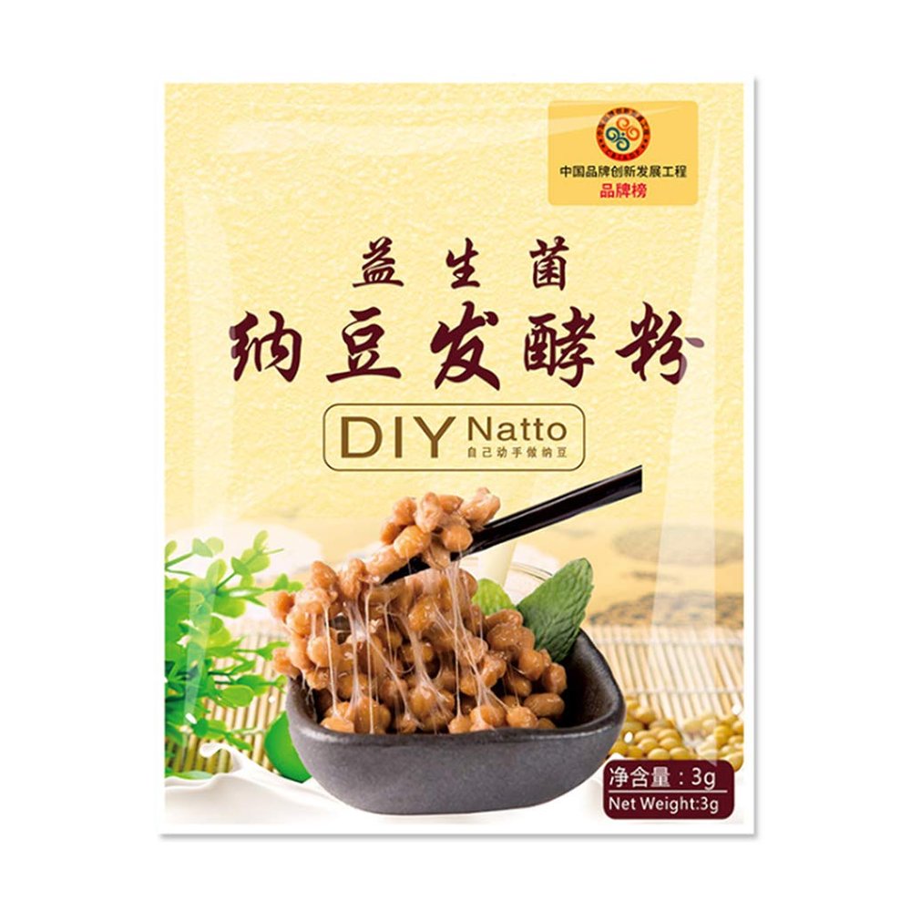 3g DIY Natto Powder Bacillus Subtilis Nattokinase Agent Edible Food Supplies for Making Sticky Fermented Soy Beans Gastrointestinal Regulation Dried Yeast for Bread