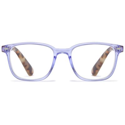 ABETOS Retro Reading Glasses for Women Men Blue Light Blocking Fashion Eyeglasses Vintage Rectangular Frame Lightweight Comfortable Computer Readers with Spring Hinges, Transparent Purple 3.0
