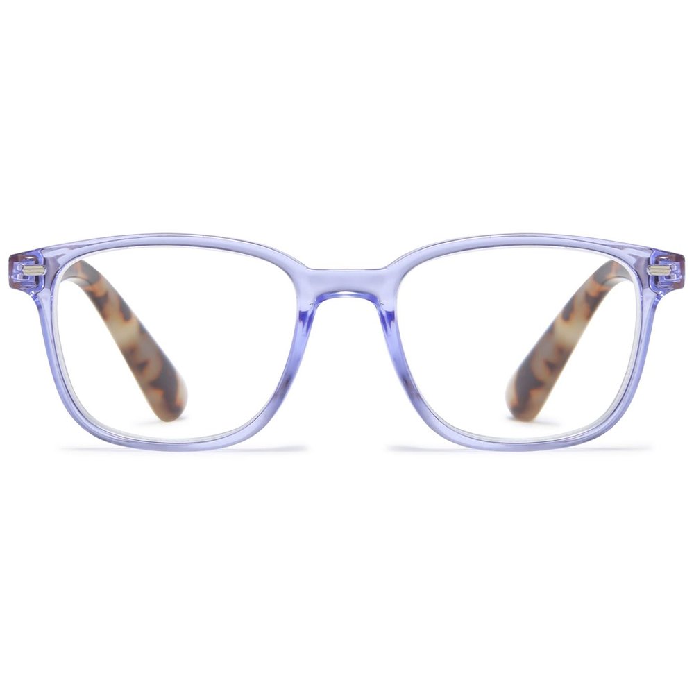 ABETOS Retro Reading Glasses for Women Men Blue Light Blocking Fashion Eyeglasses Vintage Rectangular Frame Lightweight Comfortable Computer Readers with Spring Hinges, Transparent Purple 3.0