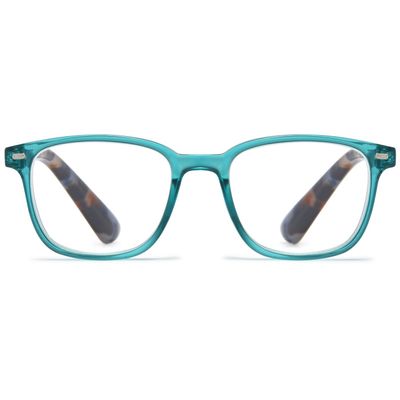ABETOS Retro Reading Glasses for Women Men Blue Light Blocking Fashion Eyeglasses Vintage Rectangular Frame Lightweight Comfortable Computer Readers with Spring Hinges, Transparent Blue 1.0