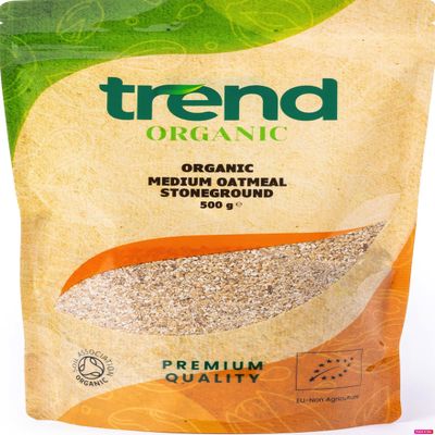 Trend Organic Medium Oatmeal Stoneground,500g - Wholesome Fibre Boost for Culinary Excellence  High in Protein, Certified Organic, Vegan, GMO-Free, No Additives No Preservatives