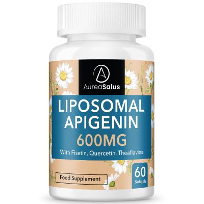 Apigenin 600mg, Optimal Dose Liposomal Apigenin Softgels for Sleep, Relaxation & Mood, Powerful Flavonoid, with Fisetin, Quercetin and Theaflavins (60 Count (Pack of 1))