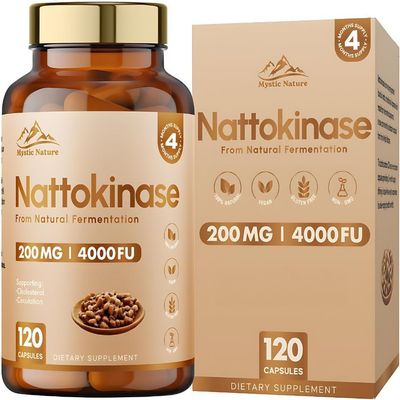 Nattokinase 120 Capsules | 200 MG 4000 FU Per Capsule | 100% Natural Vegan Non-GMO | Protein Enzyme from Japanese Natto | New & Improved Formula | 4 Months Supply