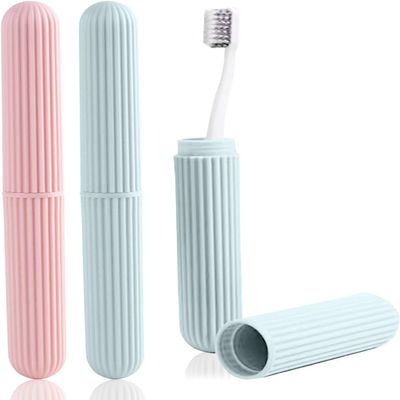 2 Pack Travel Toothbrush Case, Portable Toothbrush Holder Containers Organizer Dust Cover Plastic Storage Boxes for Travel Camping Vocation Home School (2Color)