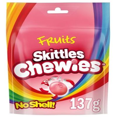 3 x Skittles Chewies Vegan Sweets Fruit Pouch Bag 137g Delicious Tasty And Twisty Treat Gift Hamper For Birthday,Christmas Sold By Kidzbuzz