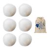 6 Pieces of Wool Dryer Balls, 1 Piece of Cotton Bag, Ecological Drying Balls, Sustainable Use Drying Balls, Felt Balls, Clothes are Fluffy and Soft, Suitable for Tumble Dryers (White) view 1