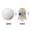 6 Pieces of Wool Dryer Balls, 1 Piece of Cotton Bag, Ecological Drying Balls, Sustainable Use Drying Balls, Felt Balls, Clothes are Fluffy and Soft, Suitable for Tumble Dryers (White) view 2