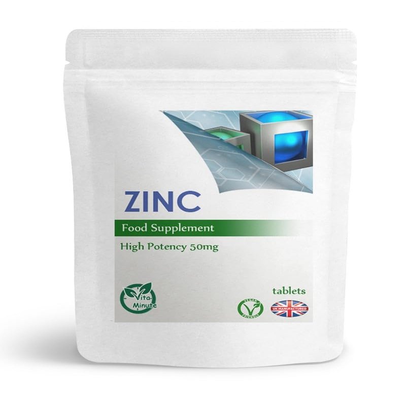 Zinc Citrate 50mg Tablets (Vegan) Immune Function, Fertility, Healthy Bones, Vision, Hair, Nails and Skin (Pack of 120)