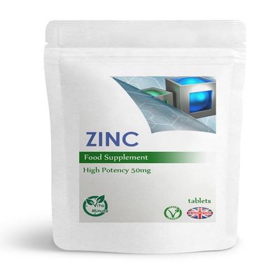 Zinc Citrate 50mg Tablets (Vegan) Immune Function, Fertility, Healthy Bones, Vision, Hair, Nails and Skin (Pack of 180)