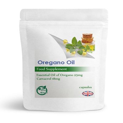Oregano Oil 25mg Softgel Capsules, Natural Source of Carvacrol, Phenolic Acids and Flavonoids, Natural Antibiotic Properties, Easy Swallow & Rapid Release (Pack of 120)