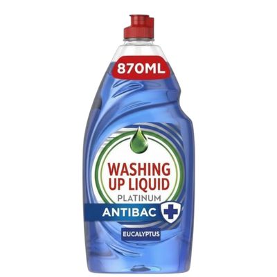 PLATIUM Washing Up Liquid Antibacterial EUCALYPTUS Dishes Grease Cleaner 869ml +/-1ml