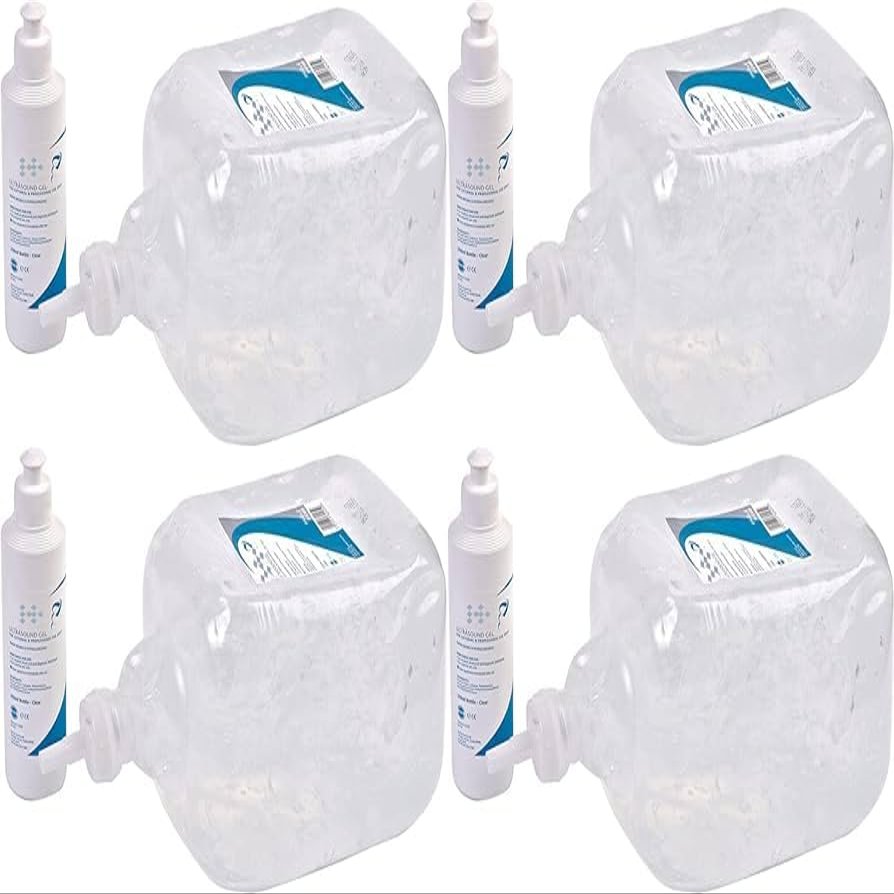 4 x Pasha81 Ltd | 5L Ultrasound Gel with 250ml Refill Bottle | 5 Litre Clear Transmission Gel | Non Staining UKCA CE Certified | 4 x 5 Litre