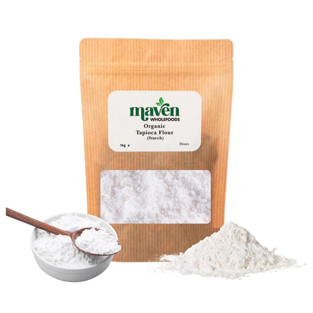 Maven Wholefoods Organic Tapioca Starch Flour 1kg | Plant-Based Thickener for Baking & Cooking | Natural Source of Clean Carbs | Vegan Friendly | Resealable Bag